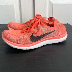 Nike Free 4.0 Flyknit Training Shoe Womens Size 8 717076-800 Orange Black White